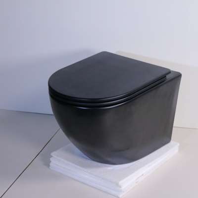 New design  rimless ceramic  black matte wall hung Toilet