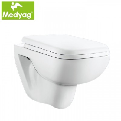 Medyag CE Modern P-trap Europe high quality washdown and rimless round ceramic wall-hung wc Toilet bowl