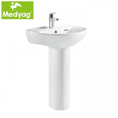 Medyag ECO CE Sanitary Ware Bathroom Hand Wash Basin With Pedestal From HENAN Luoyang Factory