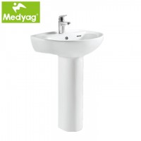 Medyag ECO CE Sanitary Ware Bathroom Hand Wash Basin With Pedestal From HENAN Luoyang Factory