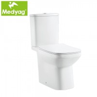 Medyag CE New design for saving space Modern dual-flush Europe high quality soft closing rimless washdown Two Piece Toilet