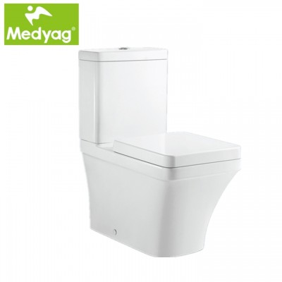 Medyag CE classic square model Modern dual-flush Europe high quality washdownback to wall Two Piece wc Toilet