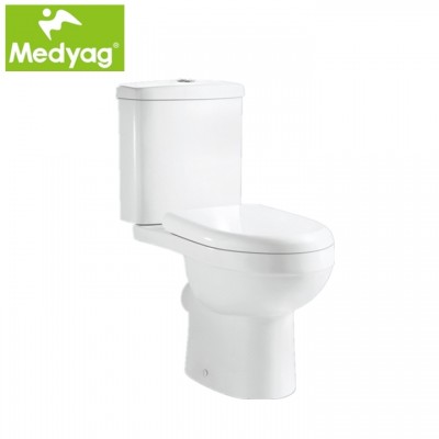 Medyag CE New design  Modern dual-flush Europe high quality soft closing rimless washdown Two Piece Toilet