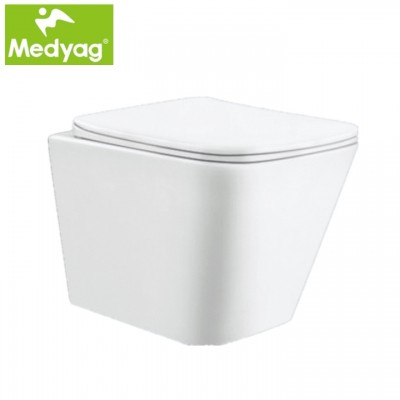 Medyag economic CE Modern P-trap Europe high quality washdown and rimless ceramic wall-hung wc Toilet